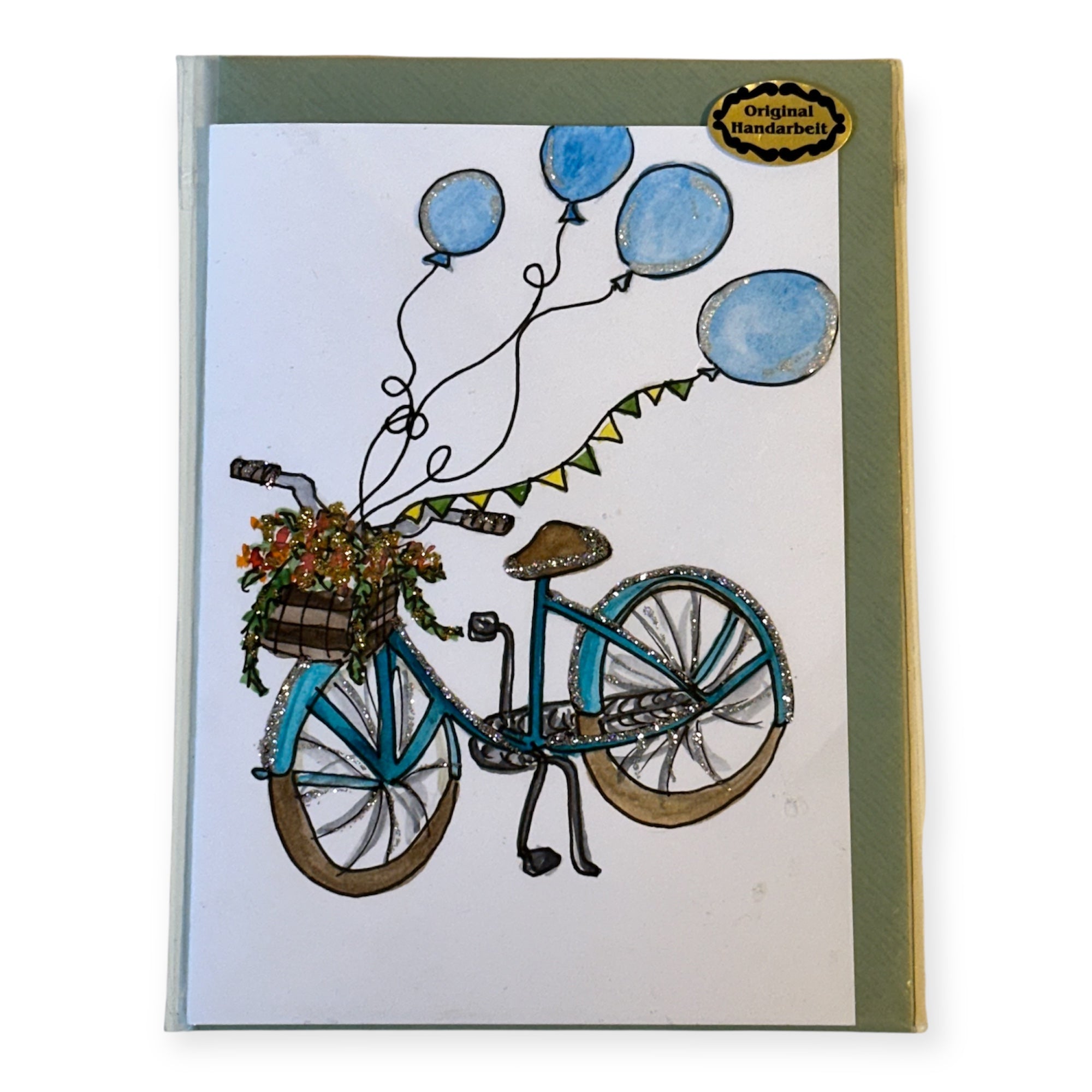 ”Jubiläumsfahrt“ A6-Klappkarte mit Couvert und Glitzerdetails