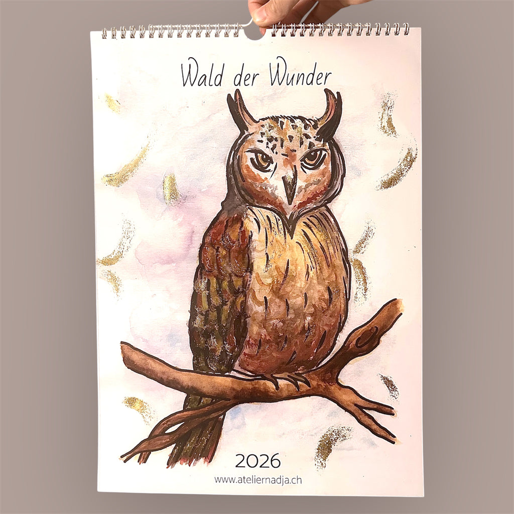 Wandkalender "Wald der Wunder" 2026 in A3 Format mit Tiermotiven